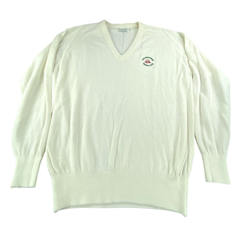 Vintage The Greenbrier Golf Tennis Country Club Sweater L V-Neck Pullover Preppy